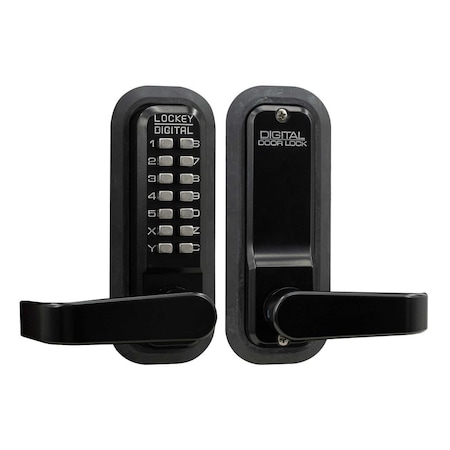 Lockey Usa Lockey Mechanical Keyless Lever Lock with Passage Function and Jet Black Finish 2835JBMG